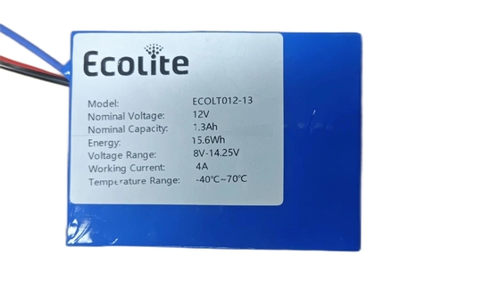 Pacote de bateria LTO personalizável 12V 1.3Ah Baterias LTO de titanato de lítio de ciclo longo