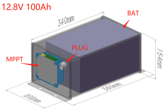 LiFePO4 12V 100Ah Solar Street Light Bateria de lítio BMS MPPT tudo em um