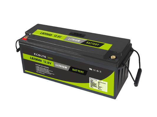 12V 200Ah LiFePO4 Bateria de Lítio Leve Alta Temperatura Distância Gratuita de Manutenção
