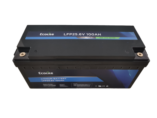 Bateria solar de ciclo profundo 25.6V100Ah LiFePO4 Bateria de lítio para RV Camping Home Armazenamento de energia