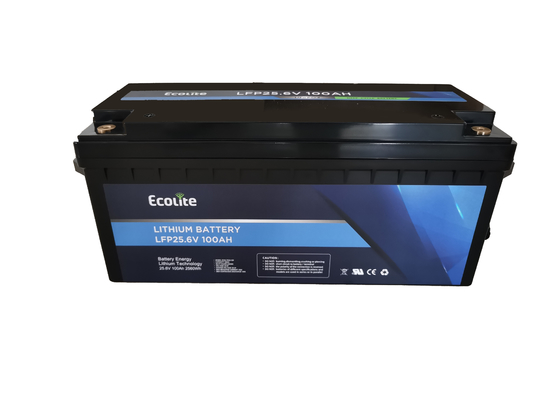 Ecolite Long Cycle Life>4000 Cycles 25,6V 100Ah LiFePO4 Bateria de lítio para carrinho de barco