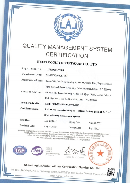 China HEFEI ECOLITE ENERGY CO., LTD. Certificações